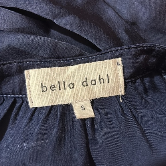 Bella Dahl Navy Satin Tie Neck Blouse - Picture 2 of 8